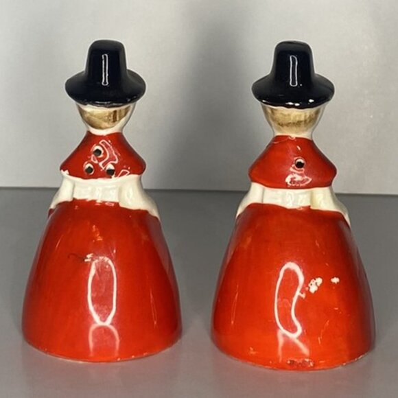 Vintage Pilgrim Ladies in Red Dress Salt & Pepper Shakers - Picture 3 of 8
